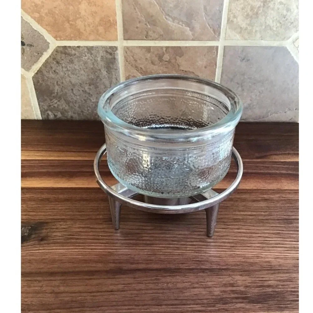 VTG CorningWare Glass Warmer Chrome Stand Tea Light Coffee Pot Charcuterie Table